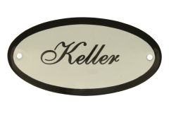 Emaillen Türschild "Keller" oval 100x50mm