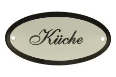 Emaillen Türschild "Küche" oval 100x50mm