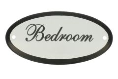 Emaillen Türschild "Bedroom" oval 100x50mm