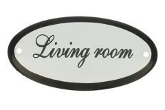 Emaillen Türschild "Livingroom" oval 100x50mm