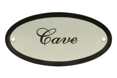 Emaillen Türschild "Cave" oval 100x50mm