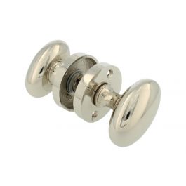 Türknauf oval auf runder Rosette Nickel glänzend
