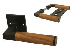 Türgriff "Bauhaus" schwarz pulverbeschichtet mit Teak