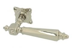 Einzelner Türgriff mit Rosette Messing vernickelt (1890)