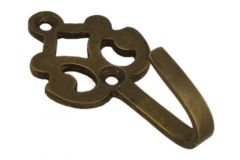 Haken Messing patiniert. Tiefe 21mm, 32x64mm