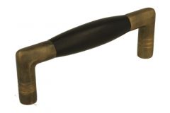 Küchengriffe Messing patiniert Ebenholz. 96mm Lochabstand