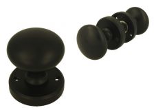 Runde Türknauf set Messing schwarz auf Rundrosette