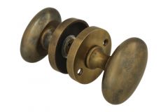 Knopf-Satz oval Messing patiniert mit runder Rosette