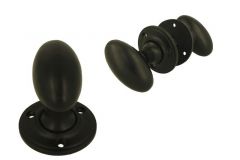 Knopf-Satz Gusseisen oval schwarz pulverbeschichtet