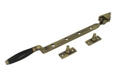 Fensterfeststeller 335mm "Tonnen Design" Messing patiniert