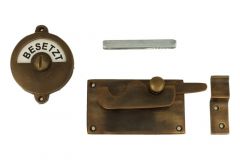 Frei-Besetzt Verschluss 92×52mm Messing patiniert
