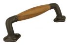 Ziehgriff 172mm geschwungen Gusseisen grau Griff Teak