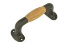 Ziehgriff 120mm Gusseisen Schwarz Griff Teak