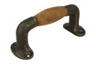 Ziehgriff 120mm Gusseisen grau Griff Teak