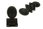 Knopf-Satz oval Messing schwarz pulverbeschichtet