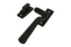 Fensterverschluss Messing schwarz komplet mit Haken. Links