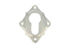 Zylinderschloss Rosette Messing vernickelt.