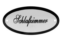 Emaillen Türschild "Schlafzimmer" oval 100x50mm