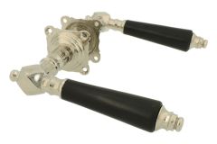 Türgriff Messing vernickelt Ebenholz Drückerpaar + Rosetten