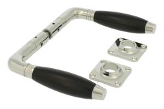 Türgriff Messing vernickelt Ebenholz Drückerpaar (1930)