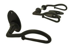 Türgriff Schmiedeeisen schwarz auf ovaler Rosette