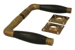 Türgriff Messing patiniert Bakelit Drückerpaar (1926)