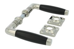 Türgriff Messing vernickelt, Griff Ebenholz in Tonnenform