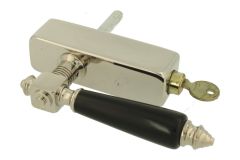 Griff Dreh/Kipp abschließbar (1890) Messing vernickelt Eben