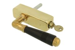 Griff Dreh/Kipp abschließbar (1908) Messing poliert Ebenholz