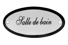 Emaillen Türschild "Salle de bain" oval 100x50mm