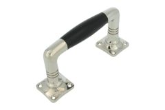 Ziehgriff "Tonnen Design" Messing vernickelt Ebenholz