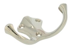 Garderobenhaken doppelt Messing vernickelt