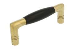 Küchengriffe Messing poliert Ebenholz. 96mm Lochabstand