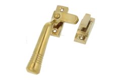 Fensterverschluss Messing poliert komplet mit Haken. Rechts