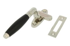 Fensterverschluss "Tonnen design"Messing vernickelt Rechts