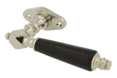 Fensterriegel mit Rosette Messing vernickelt Ebenholz (1900)