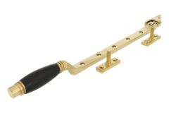 Fensterfeststeller Messing poliert Ebenholz 315mm