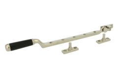 Fensterfeststeller Messing vernickelt Ebenholz (1918)