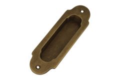 Griffmuschel Schiebetür Messing patiniert Einbau (1900)