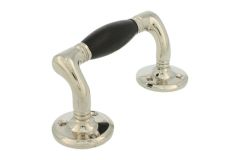 Ziehgriff 128mm geschwungen Messing vernickelt Ebenholz