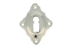 Schlüsselrosette diagonal Messing vernickelt.Preis pro Stück