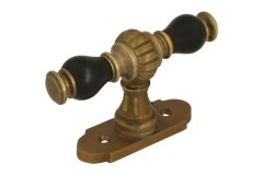 Fensterriegel mit Rosette Messing patiniert Ebenholz